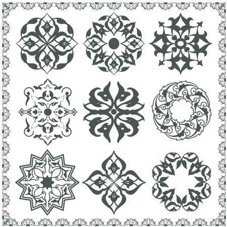 Oriental style ornament elements. All components are easy editable and can be assembled. のイラスト素材