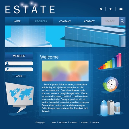Business page web template. All elements of web page are editable. easy assemble.のイラスト素材