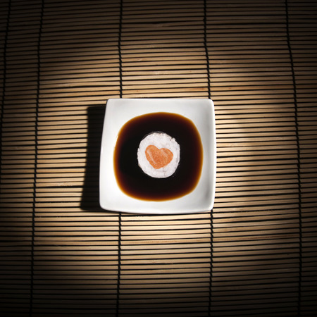 hoso sushi maki with heartの写真素材