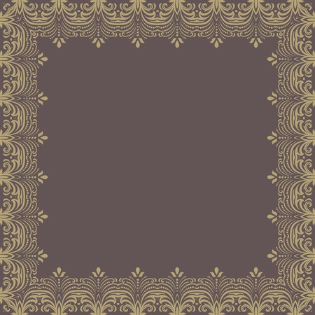 Oriental vector frame with damask, arabesque and floral golden pattern. Abstract ornamentのイラスト素材