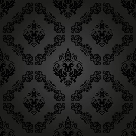 Damask vector floral dark pattern with arabesque and oriental elements. Seamless abstract traditional ornament for wallpapers and backgroundsのイラスト素材