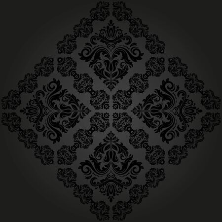 Damask floral pattern with arabesque and oriental dark elements.のイラスト素材