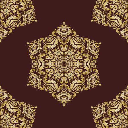 Damask seamless pattern.  traditional ornament with golden oriental elements for backgroundsの写真素材