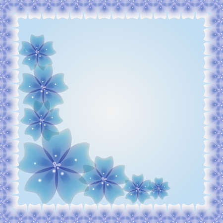 Oriental frame with damask, arabesque and floral blue patternのイラスト素材