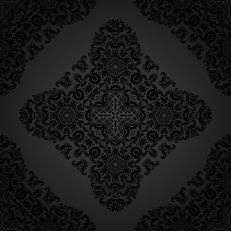 Oriental vector fine pattern with damask, arabesque and floral elements. Seamless abstract backgroundのイラスト素材