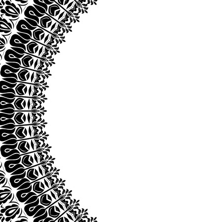 Oriental vector pattern with arabesque and floral elements. Traditional fine ornament. Black and white colorsのイラスト素材