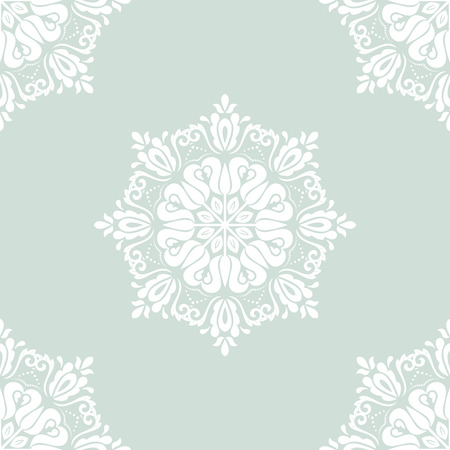 Floral vector oriental texture with arabesques. Seamless abstract light blue and white backgroundのイラスト素材