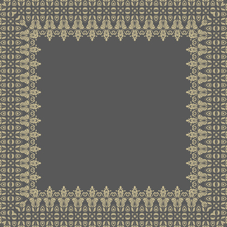 Classic vector golden frame with arabesques and orient elements. Abstract ornamentのイラスト素材