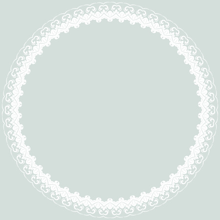 Oriental vector abstract round frame with arabesques and floral elements. Fine greeting cardのイラスト素材