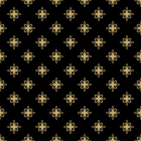 Floral vector black and golden ornament. Seamless abstract classic fine patternのイラスト素材