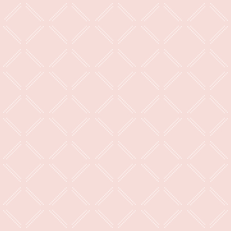 Geometric repeating pink ornament with diagonal white dots. Seamless abstract modern patternのイラスト素材