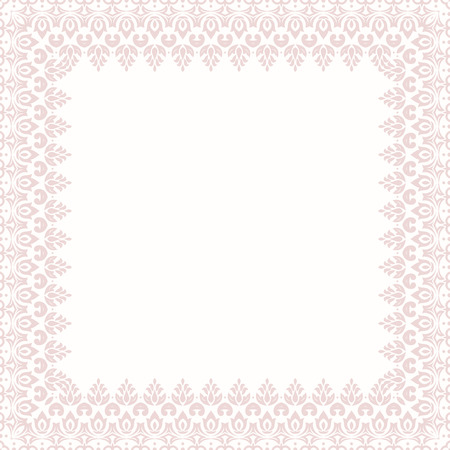 Oriental vector abstract frame with arabesques and floral pink elements. Fine greeting cardのイラスト素材