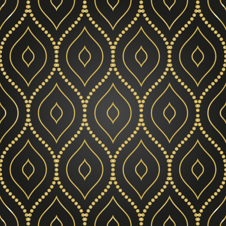 Seamless vector ornament. Modern stylish geometric black and golden pattern with repeating elementsのイラスト素材