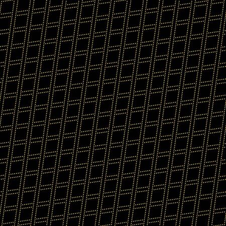 Geometric repeating vector ornament with diagonal golden dots. Seamless abstract modern pattern