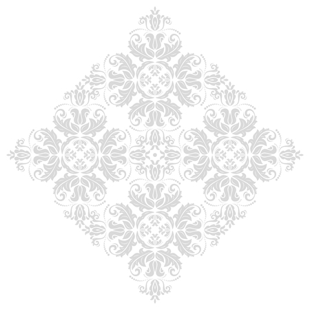 Oriental pattern with light silver arabesques and floral elements. Traditional classic ornamentのイラスト素材