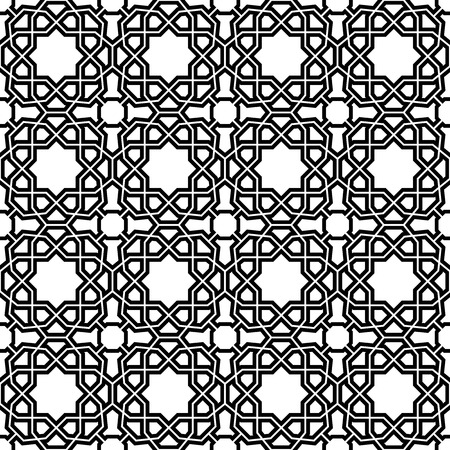 Seamless vector black and white ornament. Modern stylish geometric pattern with repeating elementsのイラスト素材