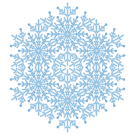Set of fine vector blue snowflakes. Light blue winter ornament. Snowflake iconsのイラスト素材