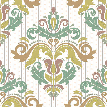 Damask seamless ornament. Traditional vector colorful pattern. Classic oriental background with pastel colorsのイラスト素材