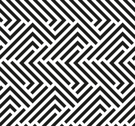 Seamless geometric pattern by stripes. Modern vector background with repeating lines. Black and white wallpaperのイラスト素材