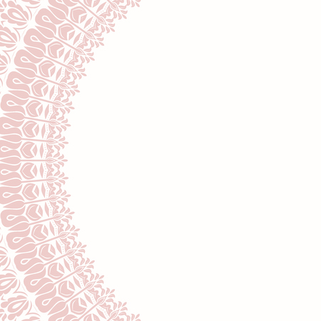 Oriental vector pink frame with arabesques and floral elements. Floral fine border. Greeting card with place for textのイラスト素材