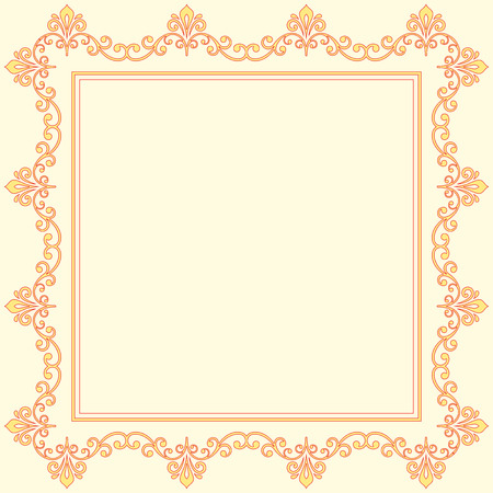 Classic vector square frame with arabesques and orient elements. Abstract colored ornament with place for textのイラスト素材