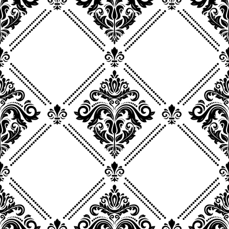 Oriental vector classic pattern. Seamless abstract background with repeating elements. Black and white patternのイラスト素材