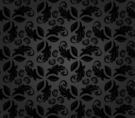 Floral dark ornament. Seamless abstract classic fine patternの写真素材