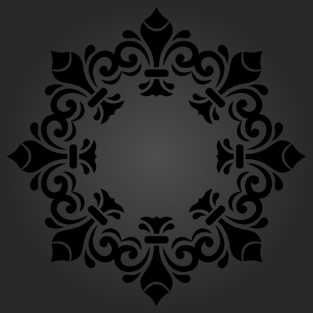 Oriental vector dark pattern with arabesques and rayal lilies. Traditional classic ornamentのイラスト素材