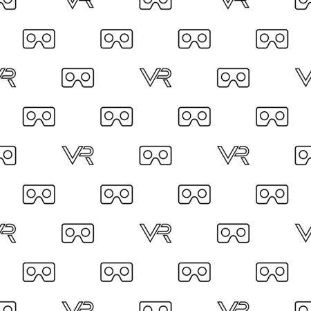Seamless pattern with vector VR. Black and white patternのイラスト素材