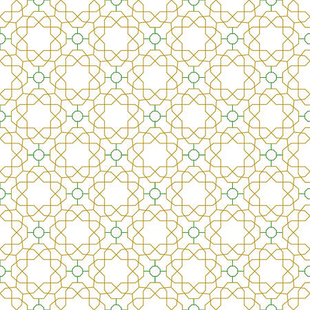 Seamless vector green and golden ornament in arabian style. Pattern for wallpapers and backgroundsのイラスト素材