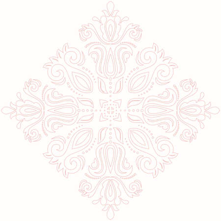 Elegant vector pink square ornament in the style of barogue. Abstract traditional pattern with oriental elementsのイラスト素材