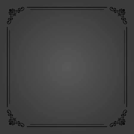 Classic vector dark square frame with arabesques and orient elements. Abstract ornament with place for text. Vintage patternのイラスト素材