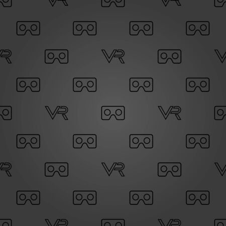 Seamless vector dark pattern with VR. Virtual realityのイラスト素材