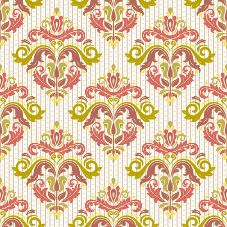 Damask vector classic colorful pattern. Seamless abstract background with repeating elements. Orient backgroundのイラスト素材