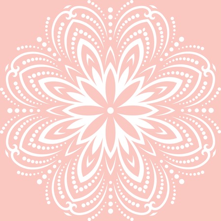 Oriental vector white pattern with arabesques and floral elements. Traditional classic ornament. Vintage pattern with arabesquesのイラスト素材