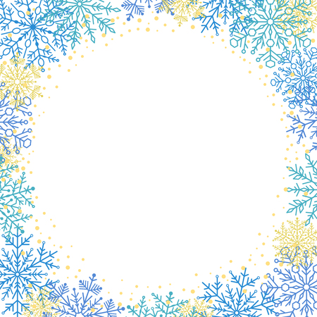 Winter vector frame with arabesques and snowflakes for greeting cardのイラスト素材