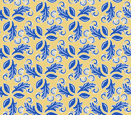 Floral vector blue ornament. Seamless abstract classic background with flowers. Pattern with repeating elementsのイラスト素材