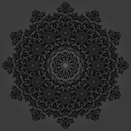Elegant vector ornament in classic style. Abstract traditional pattern with oriental elements. Classic dark vintage patternのイラスト素材