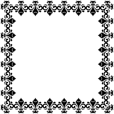 Oriental vector pattern with arabesques and floral elements. Traditional classic black and white ornament. Vintage pattern with arabesquesのイラスト素材
