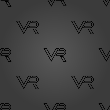 Seamless vector dark pattern with VR icon. Virtual reality iconsのイラスト素材