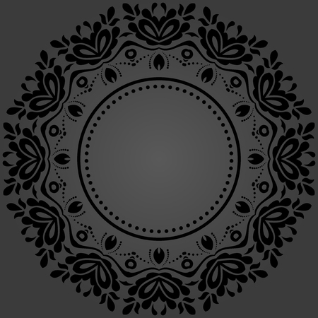 Elegant vector black round ornament in classic style. Abstract traditional pattern with oriental elements. Classic vintage pattern.のイラスト素材