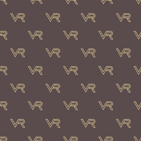 Seamless vector pattern with VR. Virtual reality golden iconのイラスト素材