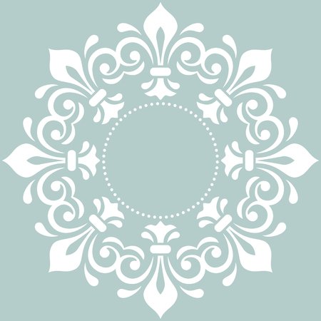 Oriental vector pattern with arabesques and floral elements. Traditional classic round white ornament. Vintage pattern with arabesquesのイラスト素材