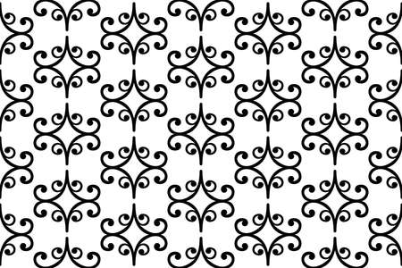Classic seamless vector black and white pattern. Damask orient ornament. Classic vintage background. Orient ornament for fabric, wallpaper and packagingのイラスト素材