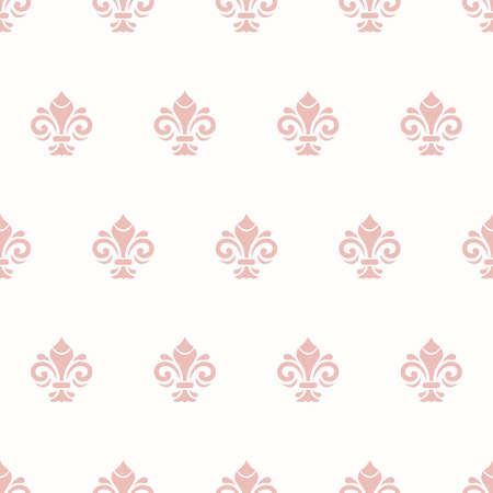 Seamless vector pattern. Modern geometric ornament with pink royal lilies. Classic vintage backgroundのイラスト素材