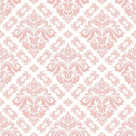 Orient vector classic pattern. Seamless abstract pink and white background with vintage elements. Orient background. Ornament for wallpaper and packagingのイラスト素材