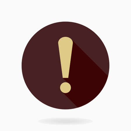 Golden vector exclamation flat icon in the circle. Flat design and long shadowのイラスト素材