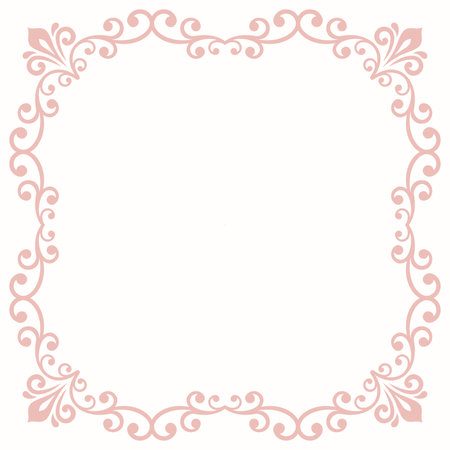 Classic vector vintage pink square frame with arabesques and orient elements. Abstract ornament with place for text. Vintage patternのイラスト素材