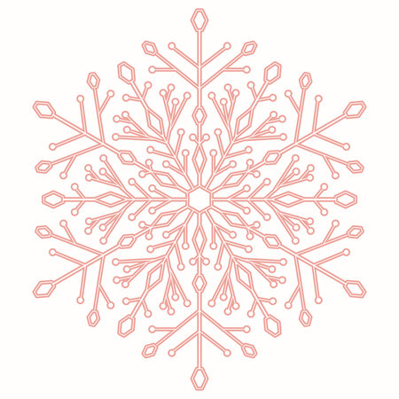 Round pink vector snowflake. Abstract winter ornament. Pattern with snowflakeのイラスト素材
