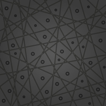 Geometric vector abstract dark pattern with lines and circles. Geometric modern ornament for designs...